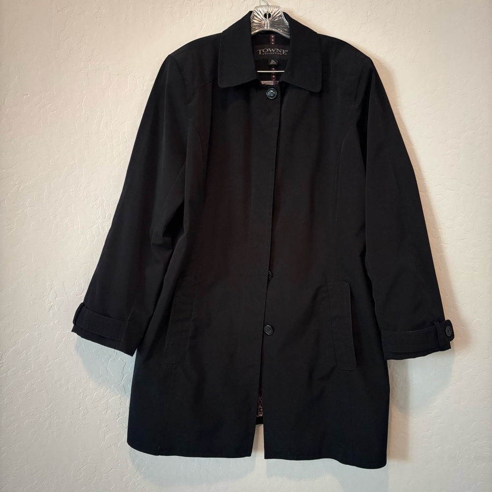 TOWNE COLLECTION by LONDON FOG Women’s Raincoat Trench Coat Black Size XL